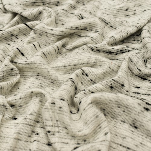 Cement White/Black Brushed Slubbed Jersey Knit DFW11826