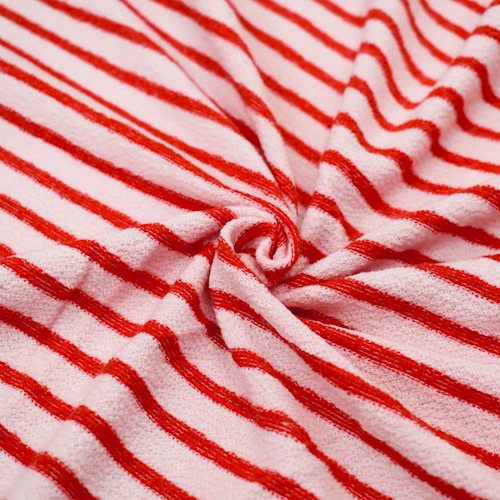 Red/Pale Pink Striped French Terry Knit DFW11881