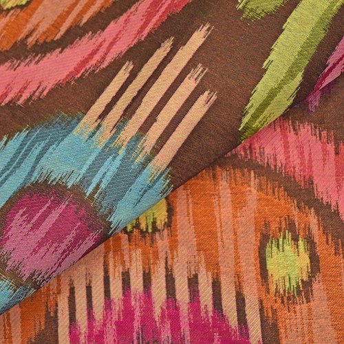 Magenta/Brown/Multi Circle Ikat Jacquard Home Decor Fabric DFW62010