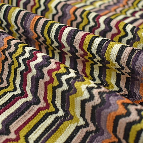Ivory/Purple/Multi Pulse Stripe Chenille Decorating Fabric DFW61994