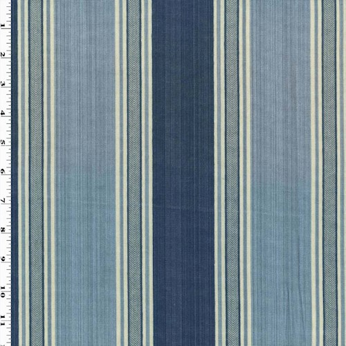Blue/Ivory Williamsburg Stripe Printed Canvas Decor Fabric DFW61911