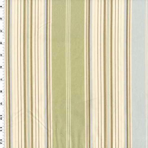 Blue/Green Waverly Stripe Printed Twill Decorating Fabric