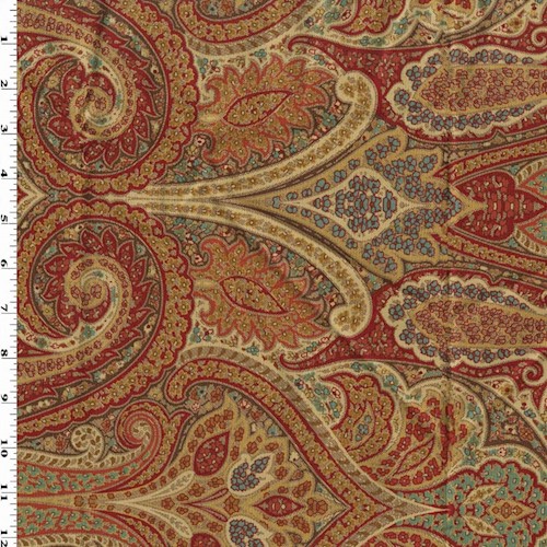 Rust Red/Multi Waverly Paisley Printed Twill Decor Fabric DFW61304