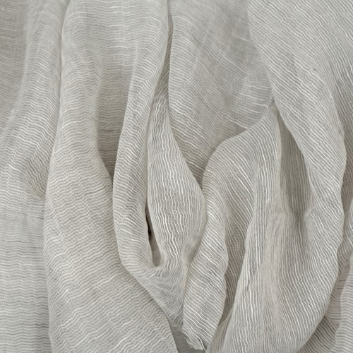 White/ Light Gray Wave Stripe Chiffon Drapery Fabric DFW60858