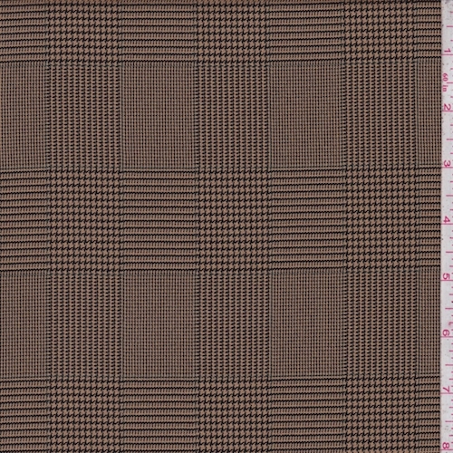 *1 3/8 YD PC--Peanut Butter/Black Glenplaid Stretch Suiting