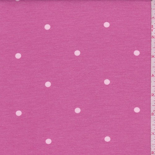 *5 YD PC--Deep Pink Dot Brushed French Terry Knit