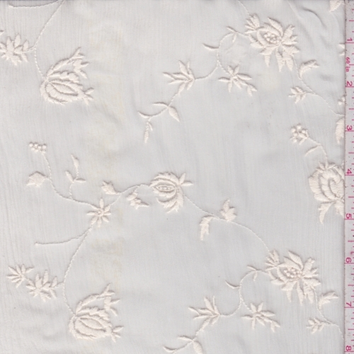 French Vanilla Floral Silk Crinkle Chiffon Fabric