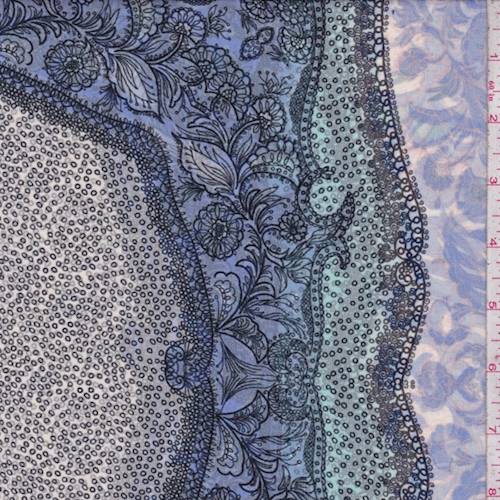 Pearl/Periwinkle/Blush Baroque Silk Chiffon Fabric