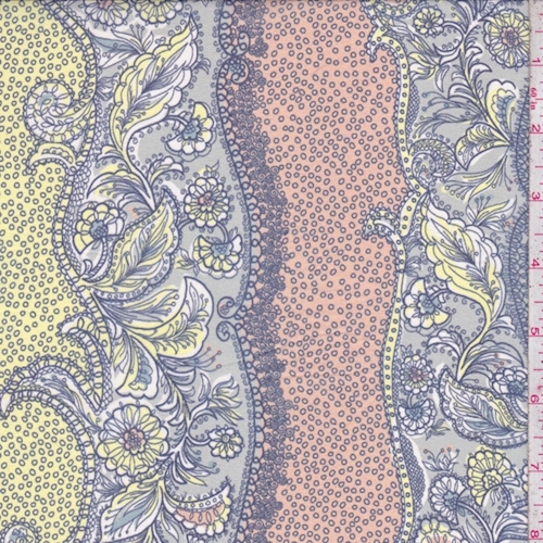 Cadet/Lemon/Clay Baroque Silk Chiffon Fabric