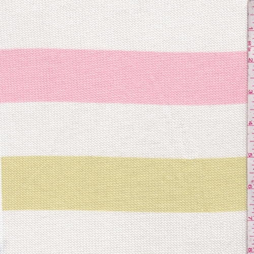 Ivory/Coral/Citron Stripe Sweater Knit