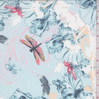 Pale Turquoise Floral/Butterfly Silk Chiffon Fabric