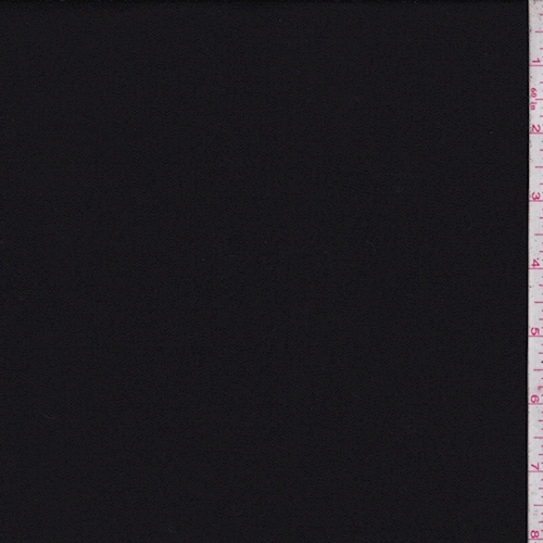 Jet Black Wool Blend Gabardine Suiting Fabric