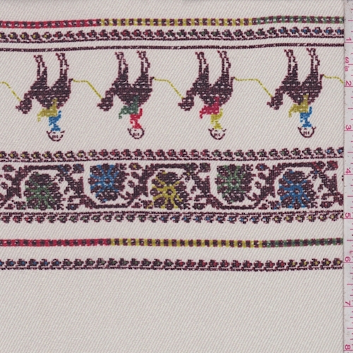 Beige Multi Camel Caravan Silk Crepe de Chine Fabric