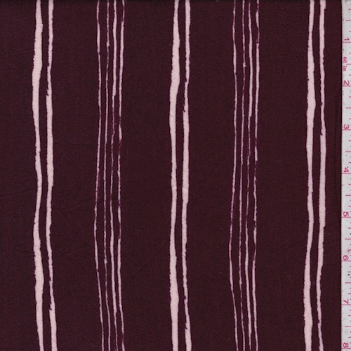 Wine Sketch Stripe Rayon Crinkle Fabric