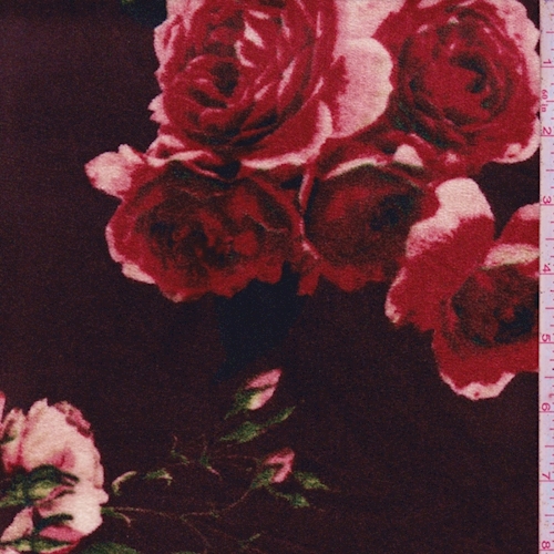 Dark Wine/Crimson Rose Panne Velvet Knit Fabric