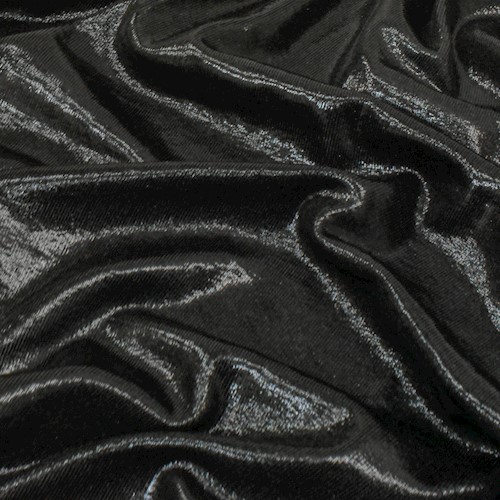 Mystic Black Metallic Foil Printed Slinky Knit Fabric APS00729