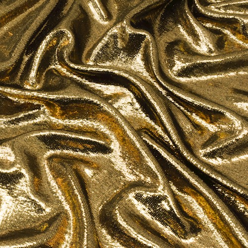 Gold Metallic Foil Printed Slinky Knit Fabric APS00730