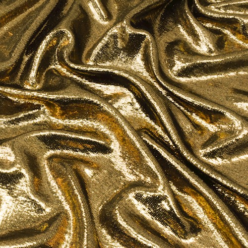 Gold Metallic Foil Printed Slinky Knit Fabric - APS00730 | Fashion Fabrics