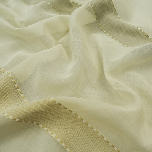 Ivory/Taupe Striped Chiffon Drapery Fabric DFW60849