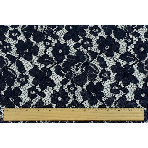 Navy Blue Floral Lace Fabric APS00685 Fashion Fabrics