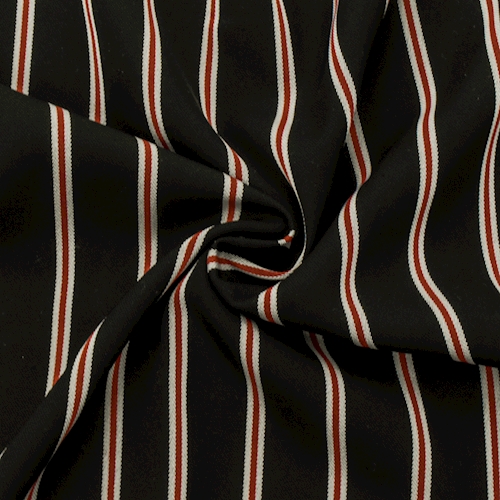 Red/Black/White Striped Suiting Woven Fabric