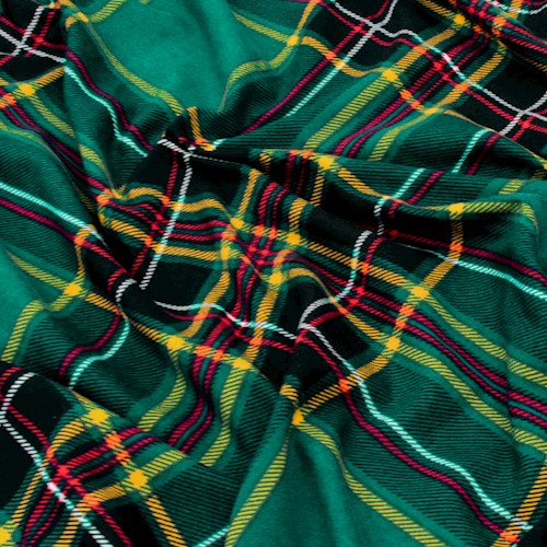 Green/Multi Plaid ITY Double Brushed Jersey Knit Fabric DFW12169