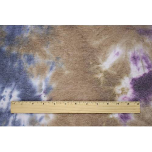 *3/4 YD PC-Purple/Mocha/Indigo Tie Dye French Terry Knit