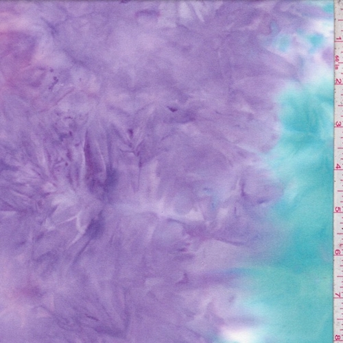 *1 YD PC-Turquoise/Purple Tie Dye Double Brushed Jersey Knit