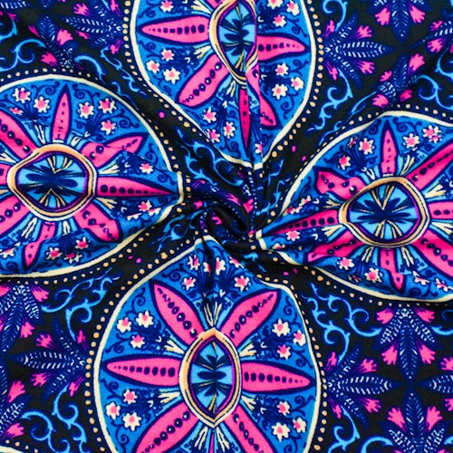Pink/Multi Mandala Print Double Brushed Stretch ITY Knit Fabric DFW12161