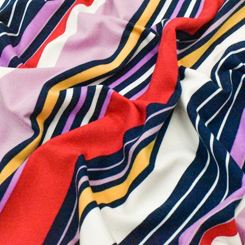 Mauve/Multi Stripe Stretch Double Brushed ITY Knit Fabric DFW12122
