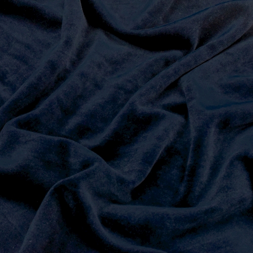 Night Navy Blue Soft Stretch Velour Knit Fabric