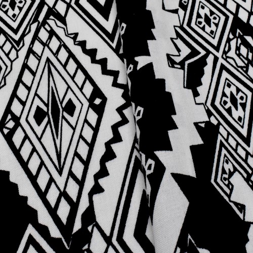 Black/White Tribal Printed Cotton Shirting Woven Fabric 96277