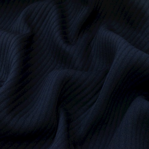 Dark Navy Blue Poly/Wool Corduroy-Like Double Knit Jacketing APS001168