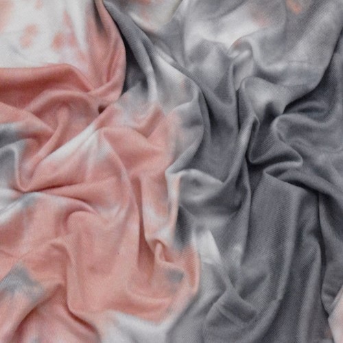 Gray/Pink/Multi Tie Dye Stretch Activewear Knit Fabric APS001240