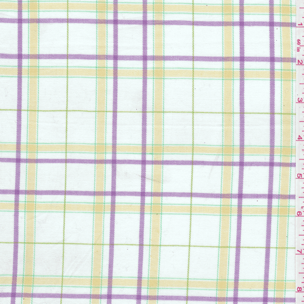 White/Yellow Plaid Fine Line Twill 19644