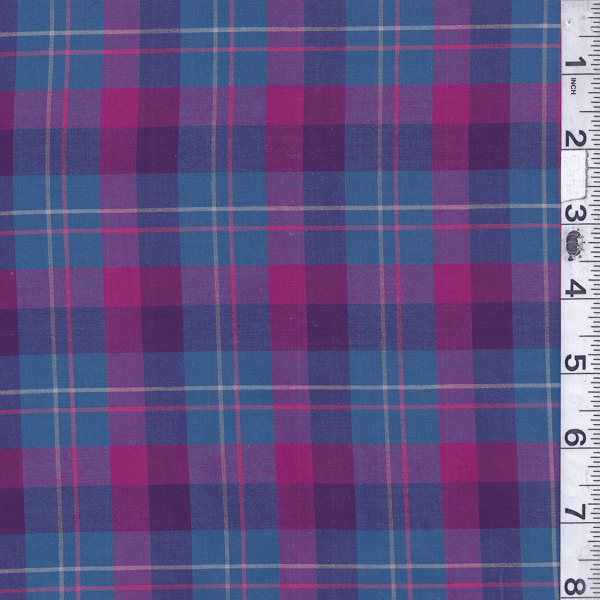 Teal Blue/Fuschia Plaid Lawn 11214