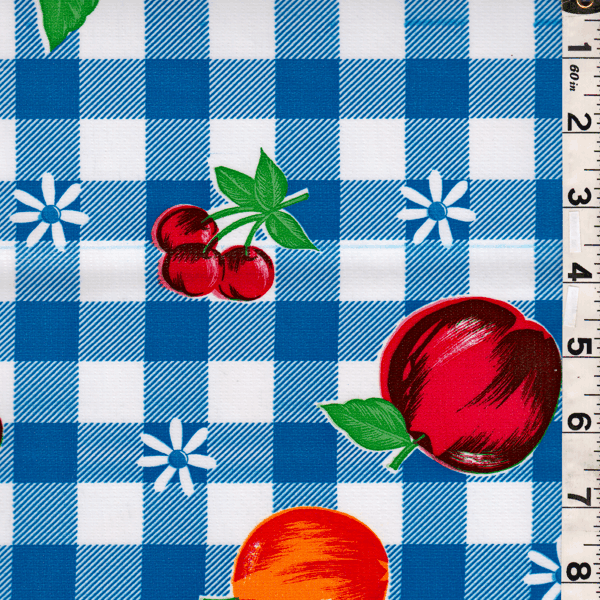 Blue Check Oilcloth Roll OC002R