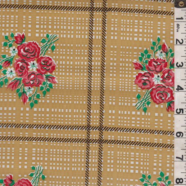 Maize Floral Plaid Oilcloth OC022