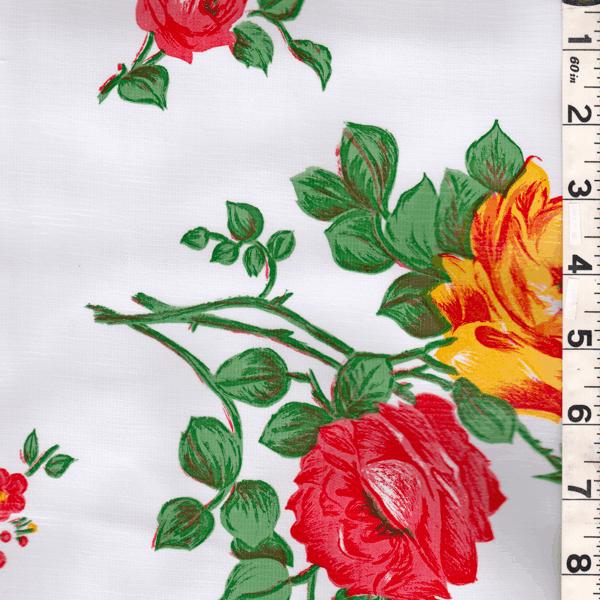 White Floral Oilcloth OC023