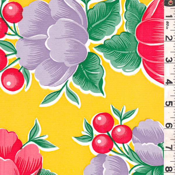 Yellow Floral Oilcloth OC037