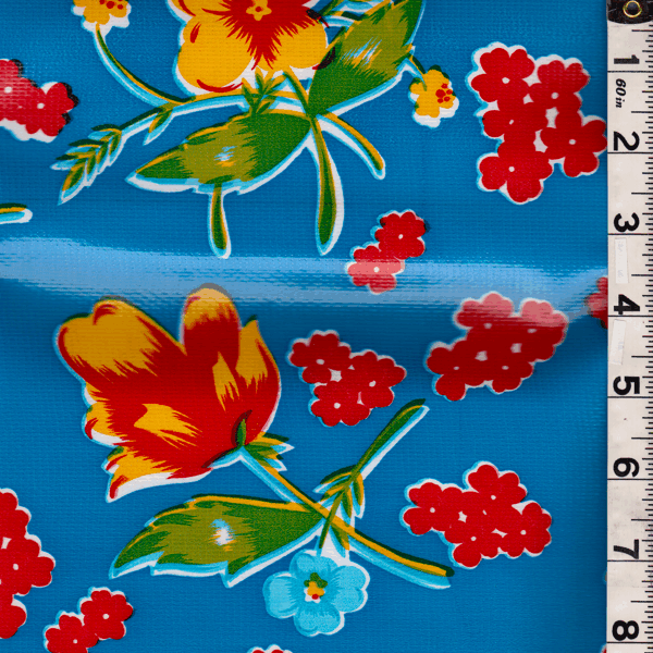 Blue Floral Oilcloth OC043