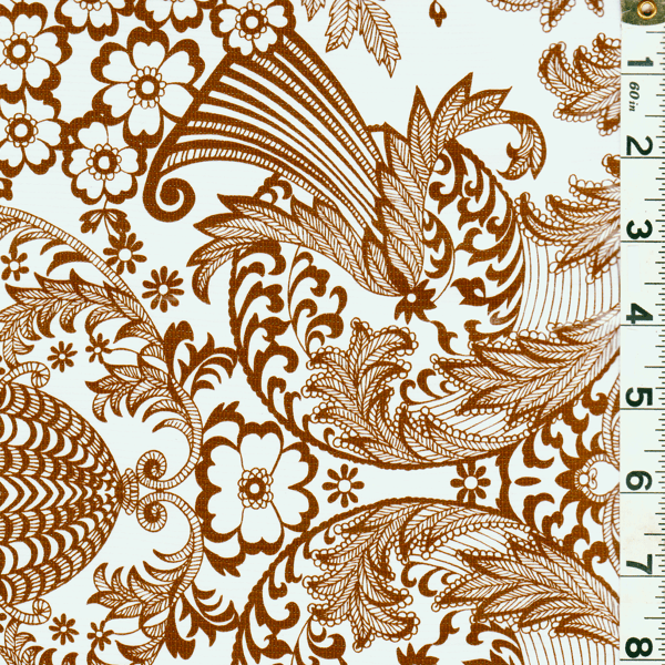 Brown Floral Oilcloth OC068