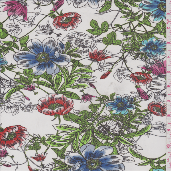 White Floral Chiffon - 28188 | Fashion Fabrics