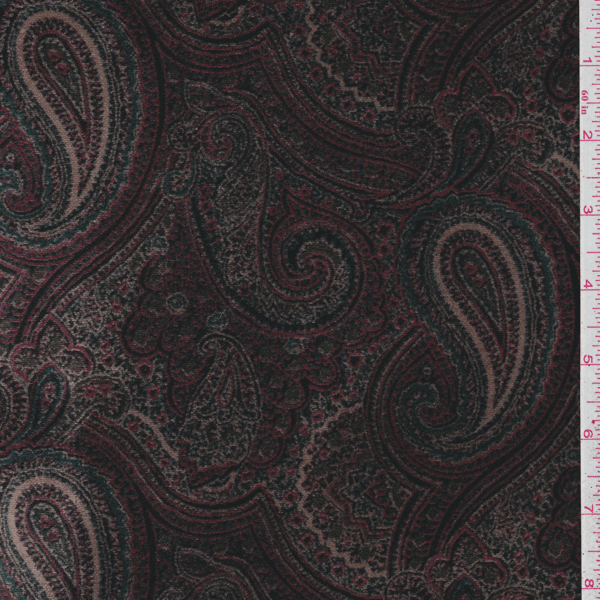 Black/Burgundy Paisley Velvet 26014