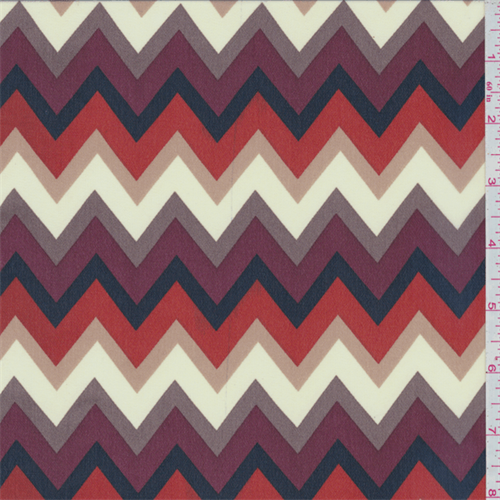 Ivory/Burgundy Chevron Georgette