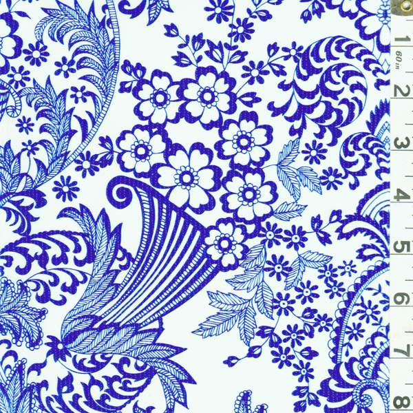 *1 YD PC--Blue Floral Oilcloth
