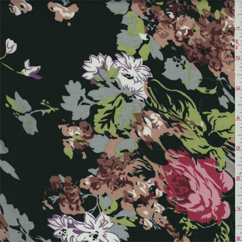 Black Floral Challis