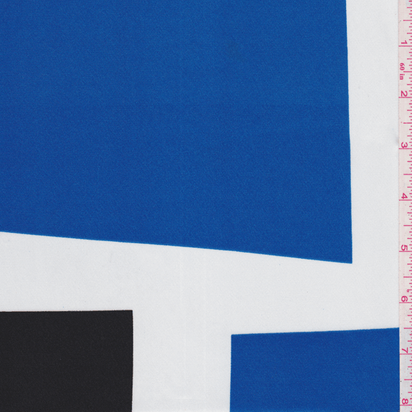 Blue Block Polyester Charmeuse 26497