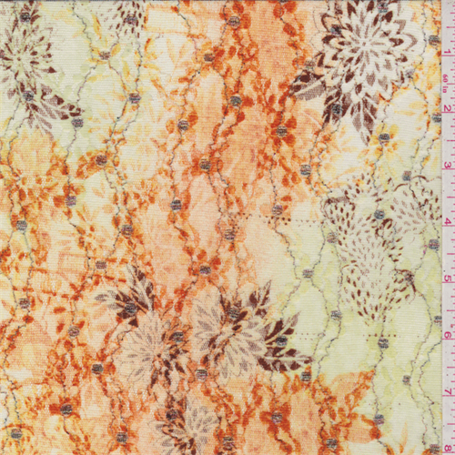 Yellow/Orange Floral Stretch Lace