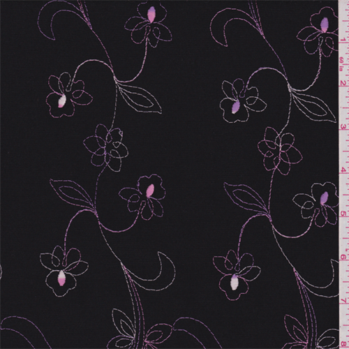 *3 1/2 YD PC--Black Floral Suiting